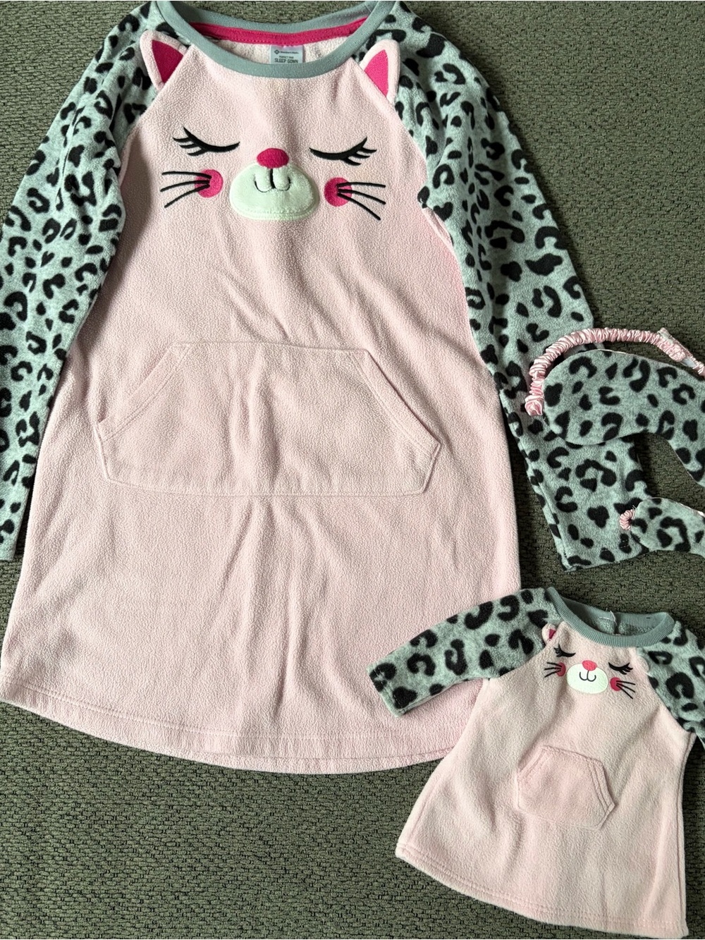 Girl’s Nightgown & Sleep Mask With Matching Doll Set